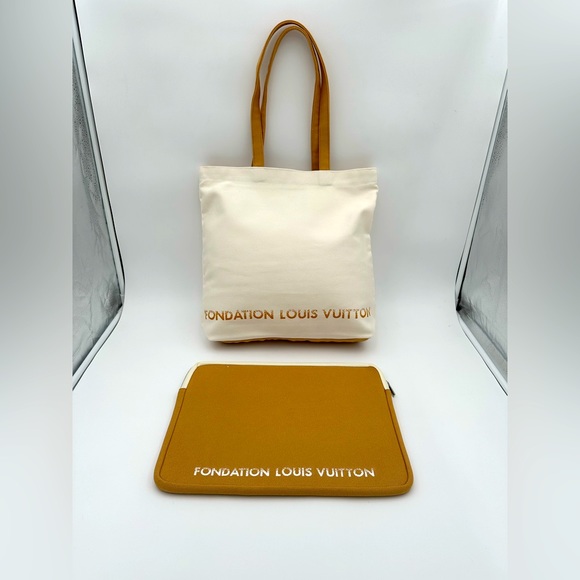 3 pcs LOUIS VUITTON Fondation NEW canvas tote, laptop case and key chain BUNDLE! - Picture 2 of 12